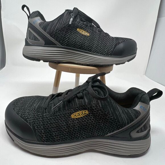 KEEN Utility ESD Work Shoes Men's 8.5 Black Sparta Low Height Alloy Toe Lace-up - Picture 1 of 11